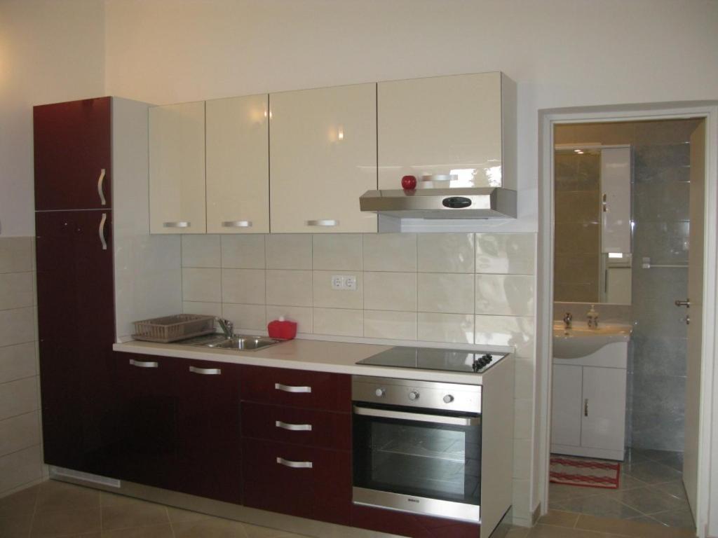 Virtuvė arba virtuvėlė apgyvendinimo įstaigoje Apartments Orhideja