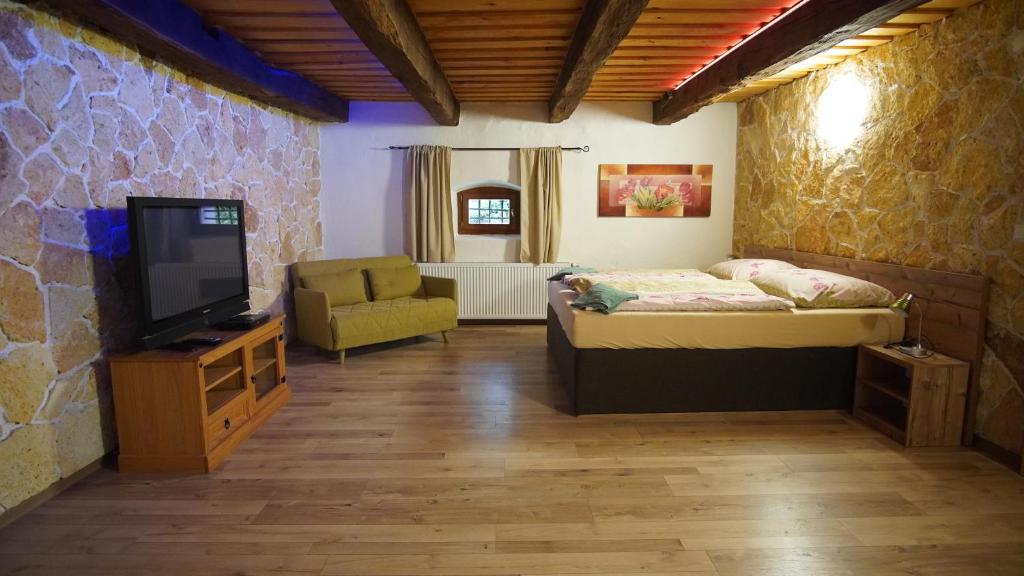 TV a/nebo společenská místnost v ubytování GRANÁRIUM