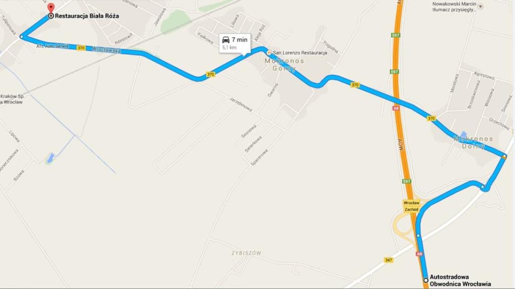 a map of the proposed improvements to the freeway at DWÓR POD RÓŻAMI in Smolec