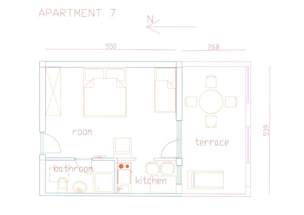 Půdorys ubytování B&B Pansion Jure Matijević