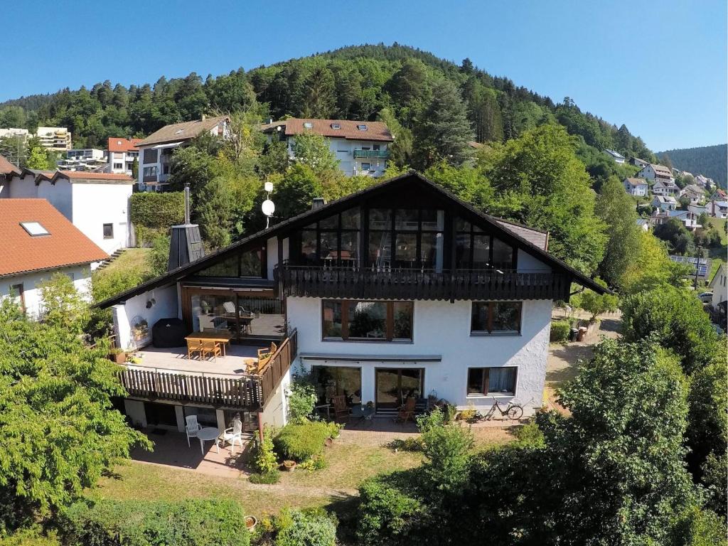 an aerial view of a house with a balcony at Haus Höhneck 1 in Alpirsbach