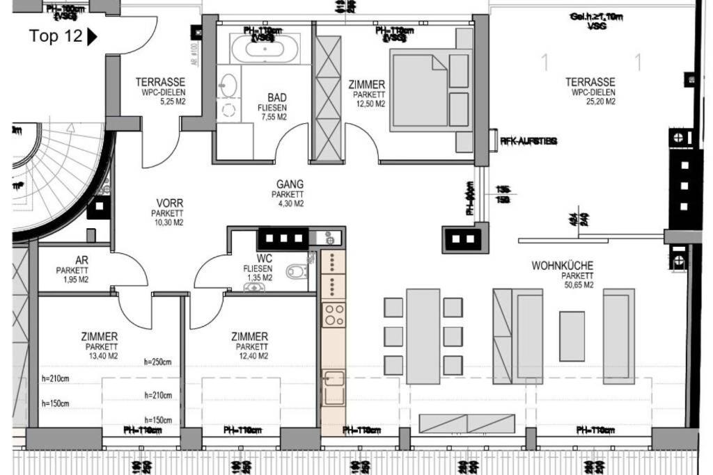 Plan piętra w obiekcie Großes Penthouse #12 mit Terrasse und Aussicht