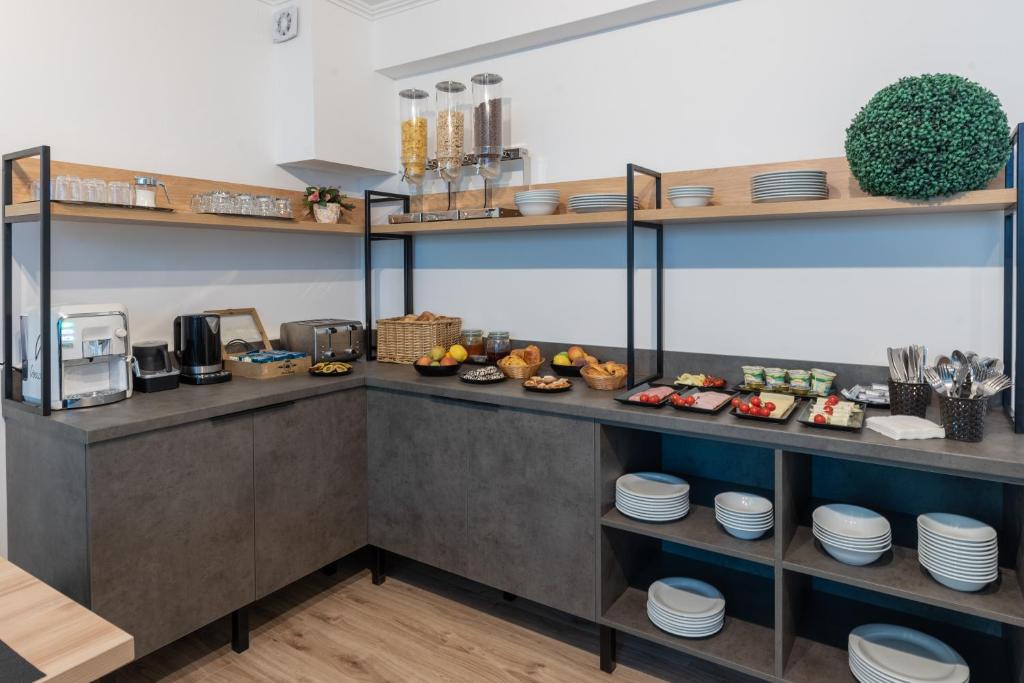 Kuchyň nebo kuchyňský kout v ubytování Hotel PASO