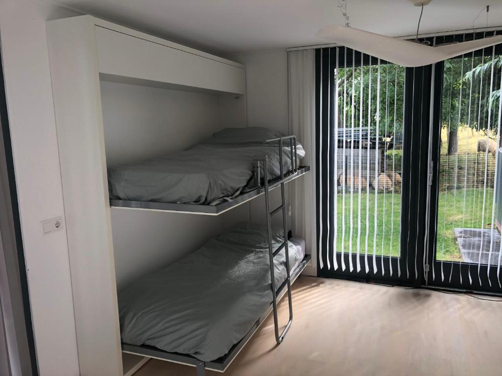 a room with two bunk beds and a window at Op de linge in Rumpt