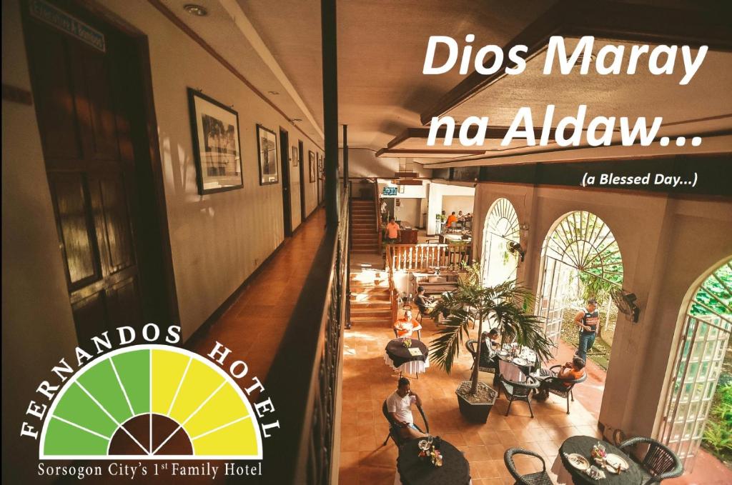 a poster for a no allergy store with a view of a lobby at Fernando's Hotel in Sorsogon