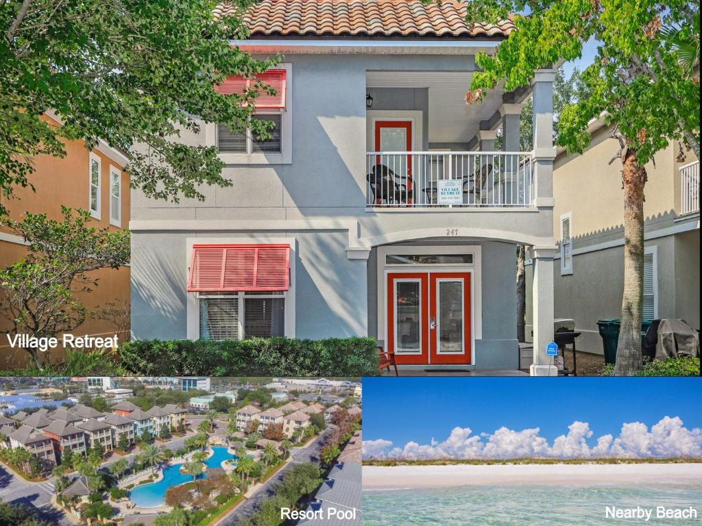a collage of three pictures of a house at Village Retreat in Destin