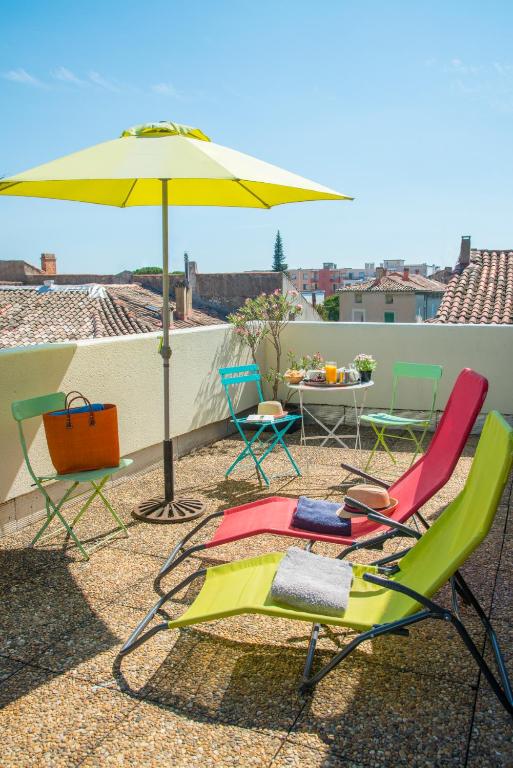 Balkón nebo terasa v ubytování Hotel du Forum