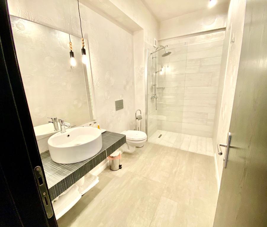 Koupelna v ubytování Hotel Bulevard