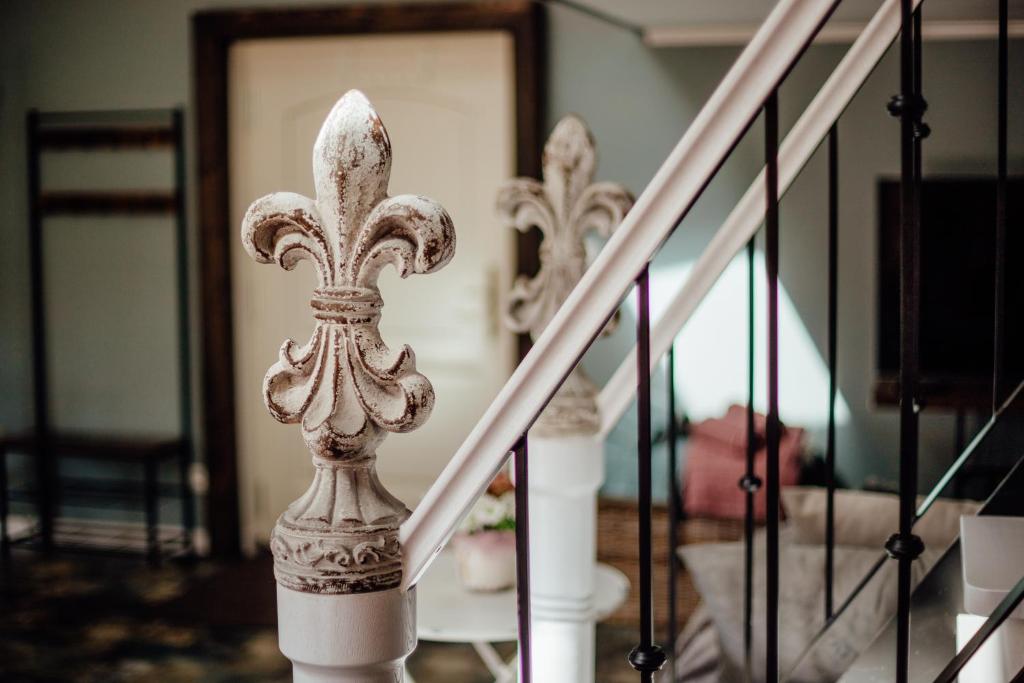 a close up of a set of stairs at Apartman Okamih Banská Štiavnica in Banská Štiavnica