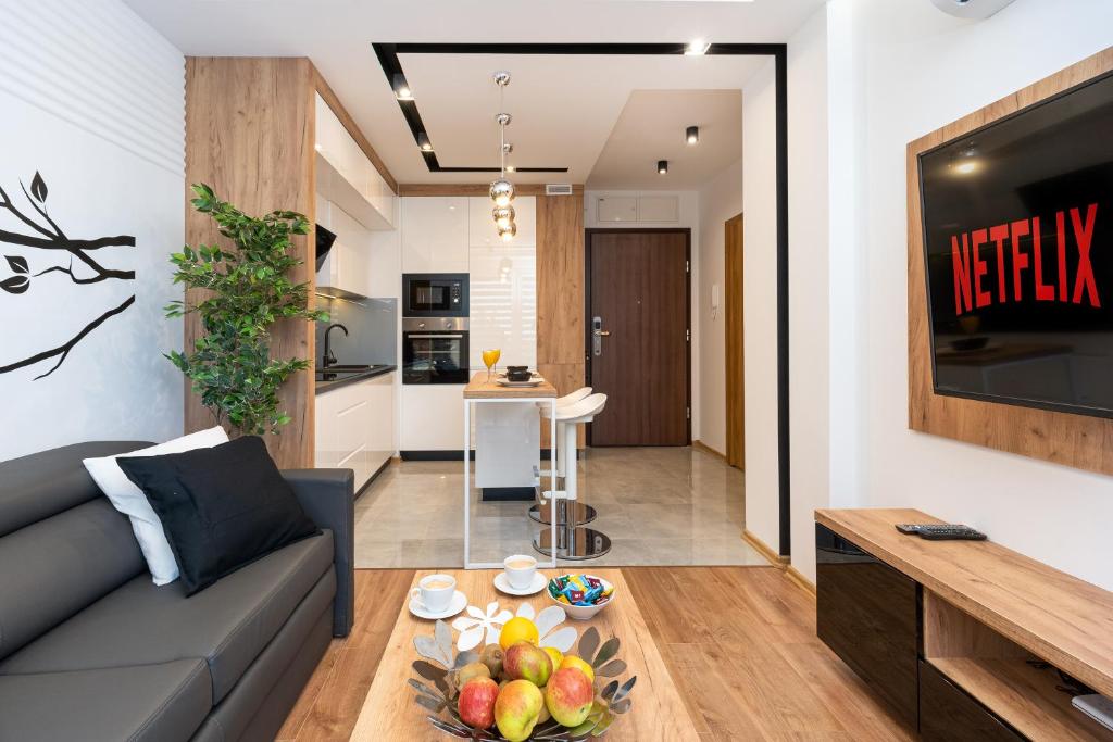 Televízia a/alebo spoločenská miestnosť v ubytovaní Comfort, prestige, best location Romanowicza 1