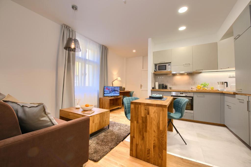 Kuchyň nebo kuchyňský kout v ubytování Residence Masna
