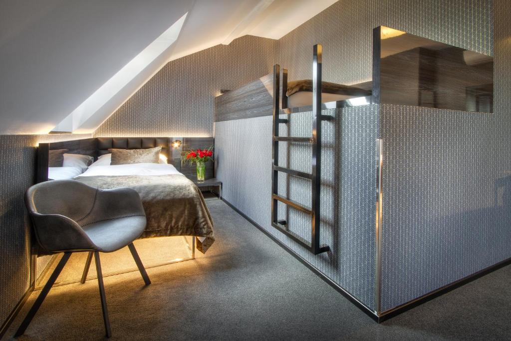 Kuchyň nebo kuchyňský kout v ubytování Hotel Mucha