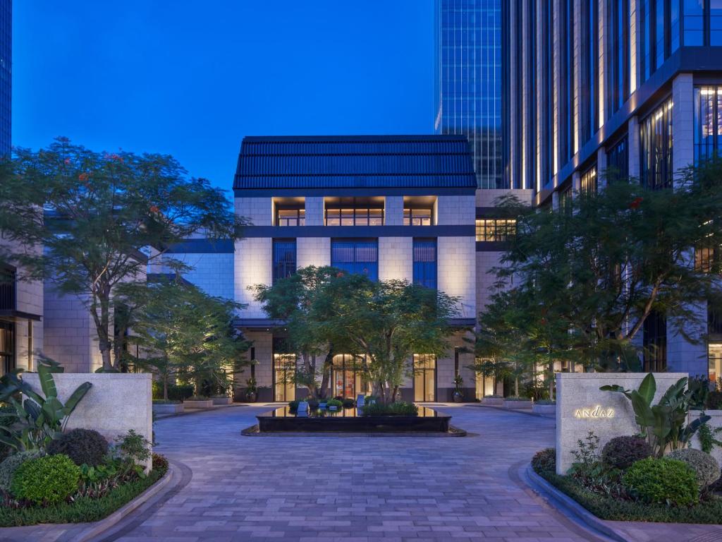 a building with a courtyard in front of it at Andaz Xiamen in Xiamen