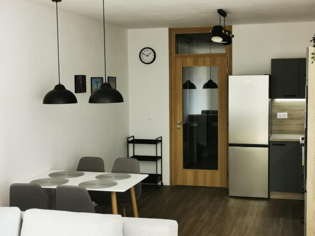 Kuchyň nebo kuchyňský kout v ubytování Apartmán Mlýnská Strouha