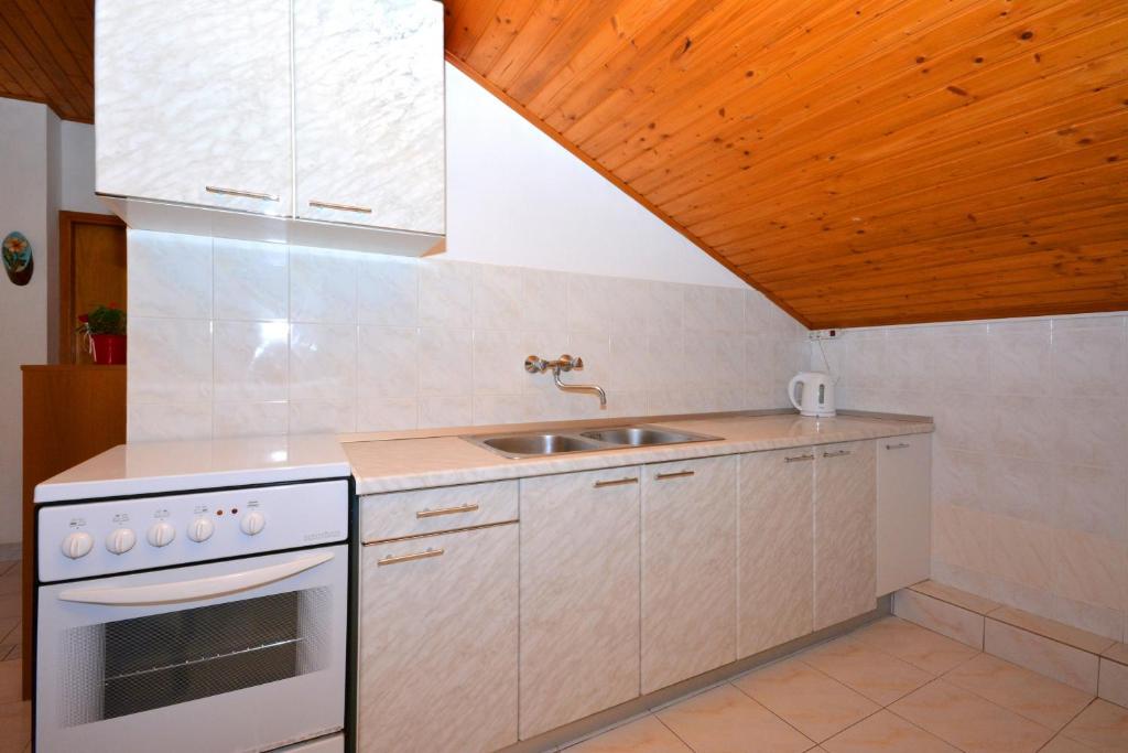 Kuchyň nebo kuchyňský kout v ubytování Apartments Bjanka