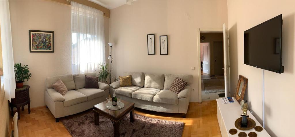 TV i/ili multimedijalni sistem u objektu Apartment Krin