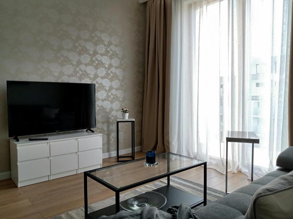 Televízia a/alebo spoločenská miestnosť v ubytovaní Cozy Apartment in Wilanów