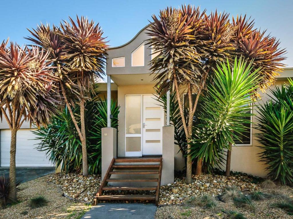 a house with palm trees in front of it at On Chapel in Cowes