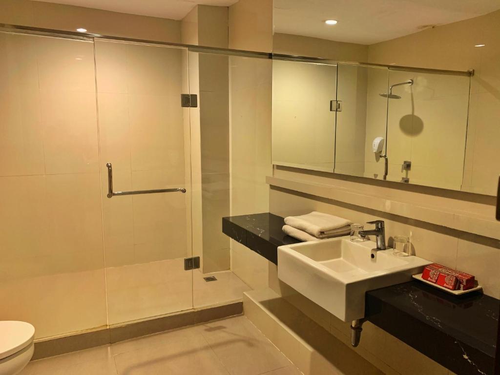 Koupelna v ubytování Ameera Hotel