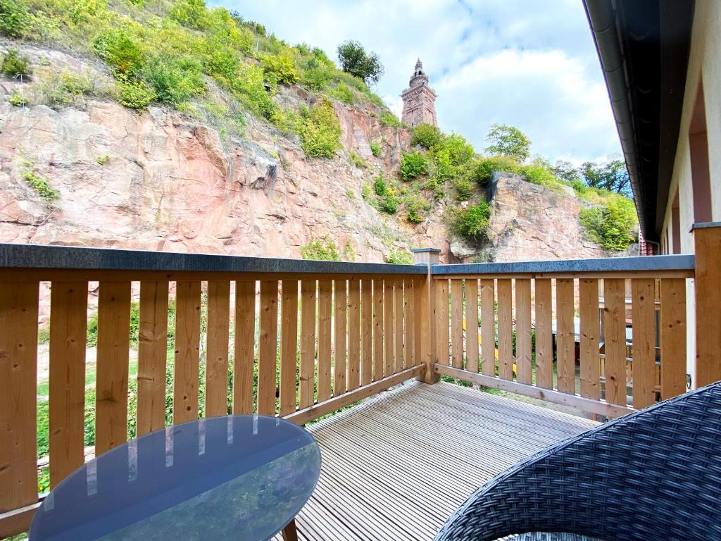 Balkón nebo terasa v ubytování Burghof Kyffhäuser