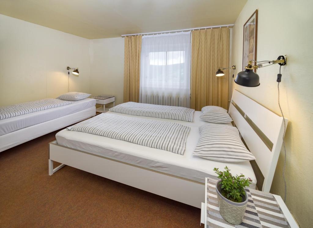 Postel nebo postele na pokoji v ubytování Hotel Hromovka