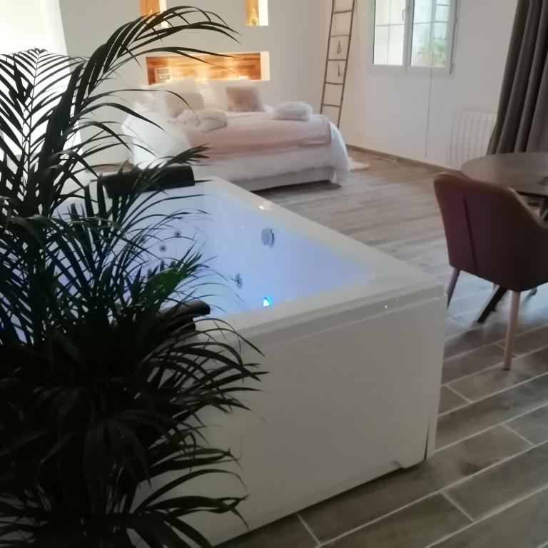 Evasion Romantique suite de luxe jacuzzi jardin privé proche Paris - 双人间
