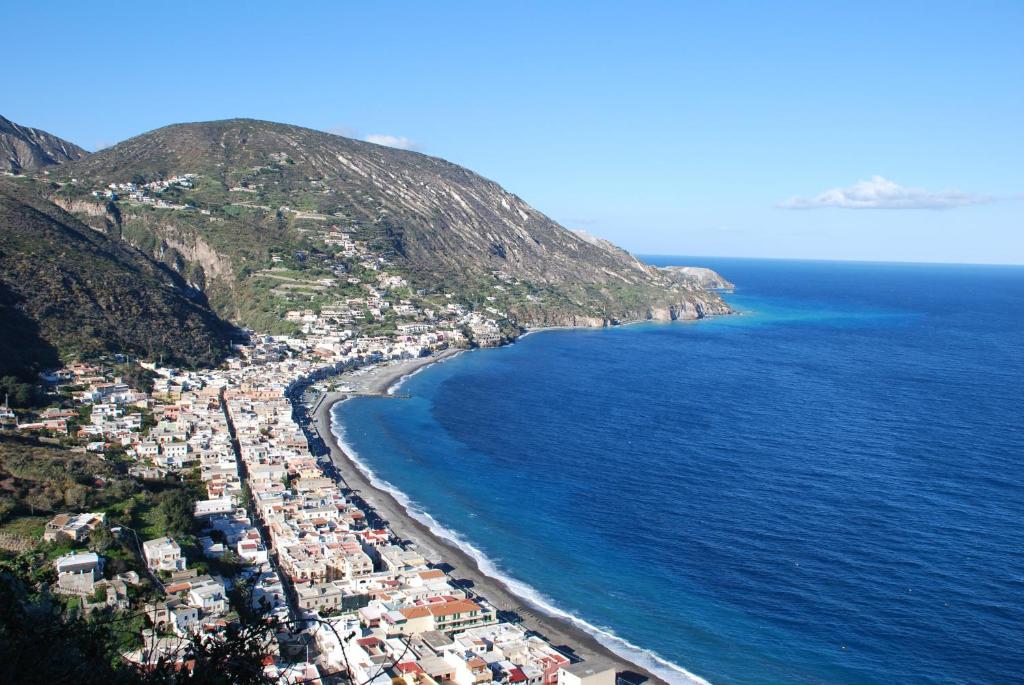 an aerial view of a beach and the ocean at Vulcanoconsult Appartamenti Spiaggia in Lipari