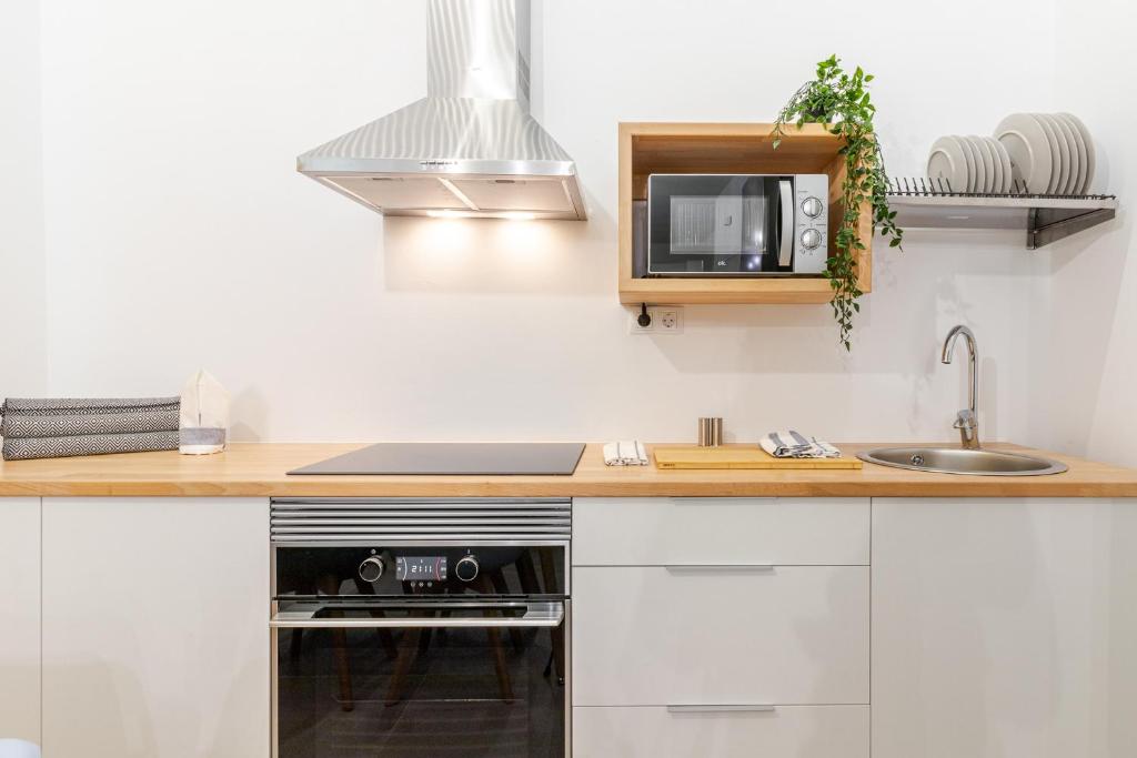 Kuchyň nebo kuchyňský kout v ubytování Flatguest Paez Suites