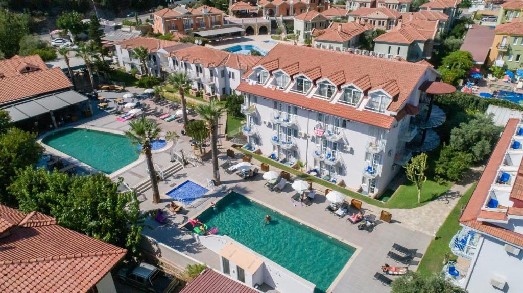 an aerial view of a hotel with a swimming pool at Majestic Hotel in Oludeniz