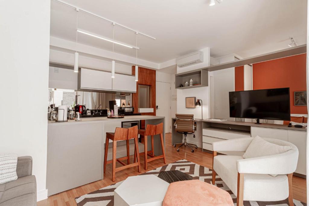  Apartamento estiloso com terraço privativo - Jardim Paulista