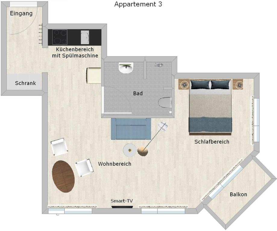 Půdorys ubytování Ferienwohnungen am Theater Freiburg