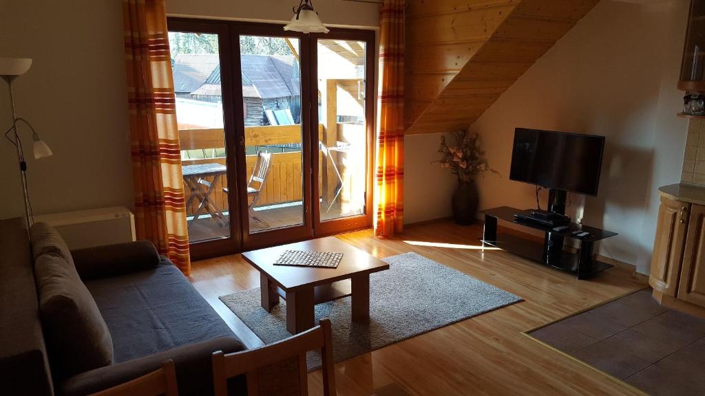 Televízia a/alebo spoločenská miestnosť v ubytovaní Apartament Giewont