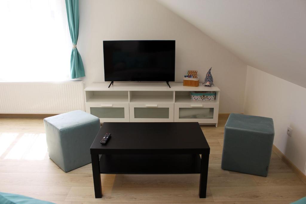 TV a/nebo společenská místnost v ubytování Apartmány v podhradí
