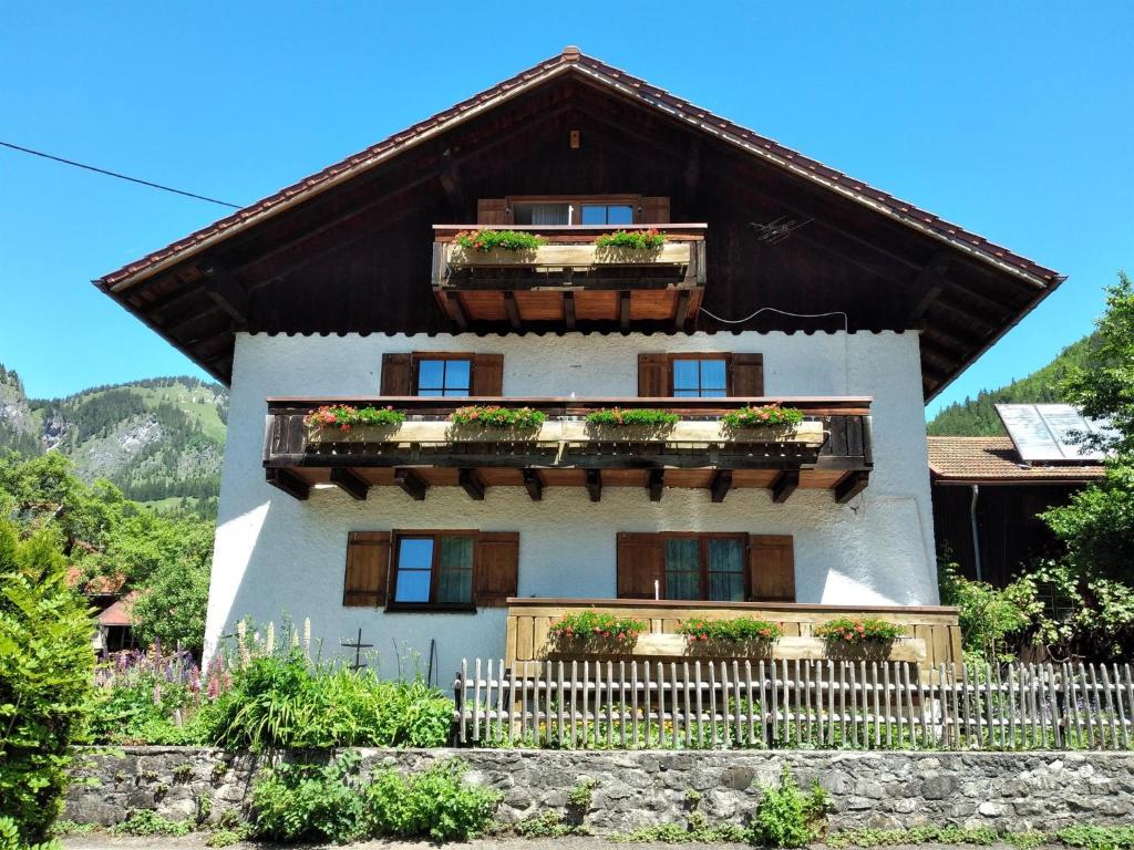 a house with potted plants on the front of it at Haus Brigitte in Bad Hindelang