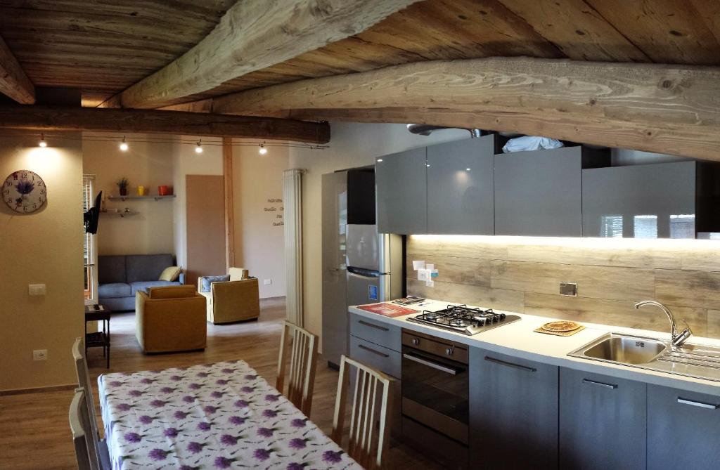 eine Küche mit einer Spüle und einem Herd Top-Backofen in der Unterkunft Villa Rostagno in Entracque