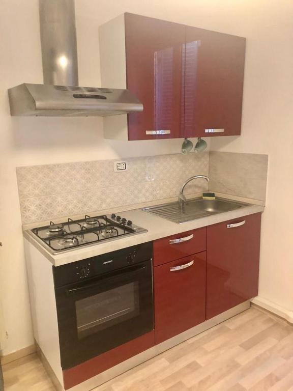kuchnia z kuchenką i zlewem w obiekcie Adriana sweet apartment w Rzymie