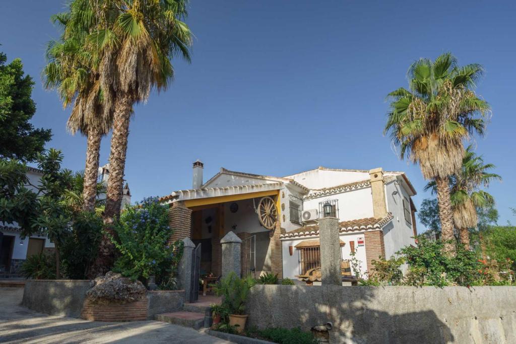 une maison avec des palmiers devant dans l'établissement Loma Méndez Casa 2, à Casarabonela
