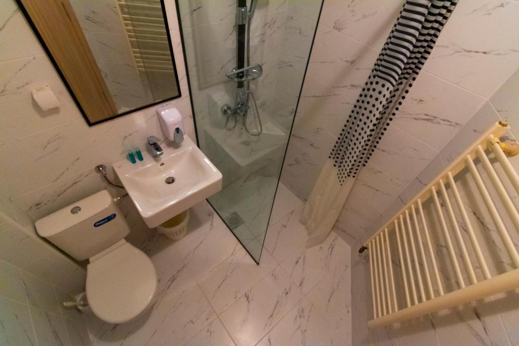 Koupelna v ubytování Hotel Pine