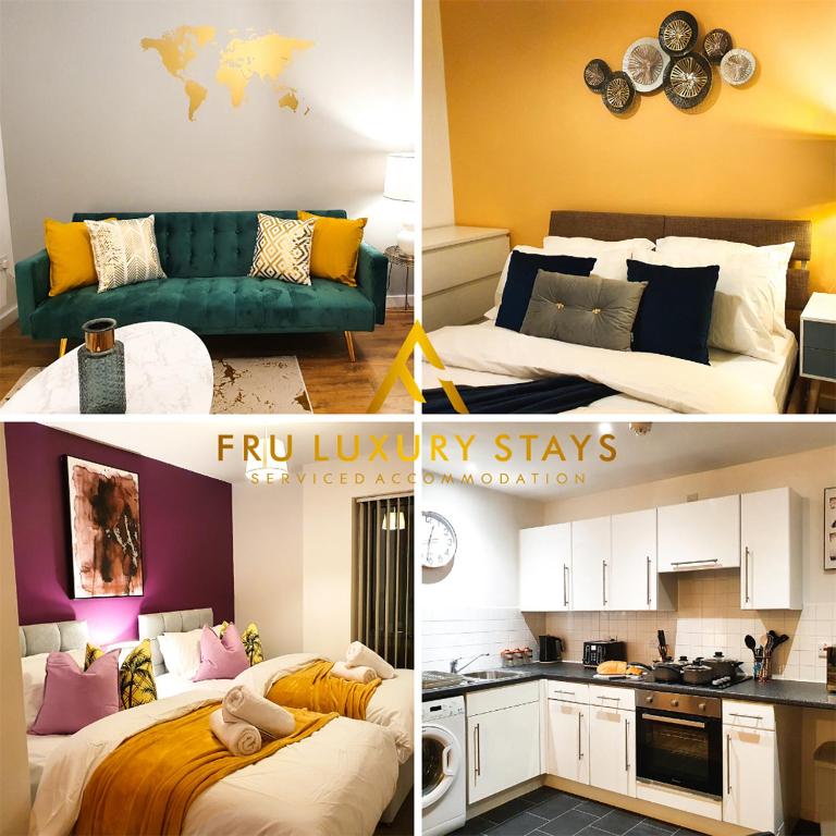 Fru Luxury Stays Serviced Accommodation -CITY STAR- Manchester 2 Bedroom Free Gated Parking & WIFI