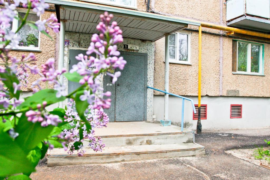 ヴォルシスキーにあるApartment on Pushkina 84の紫の花の家の玄関