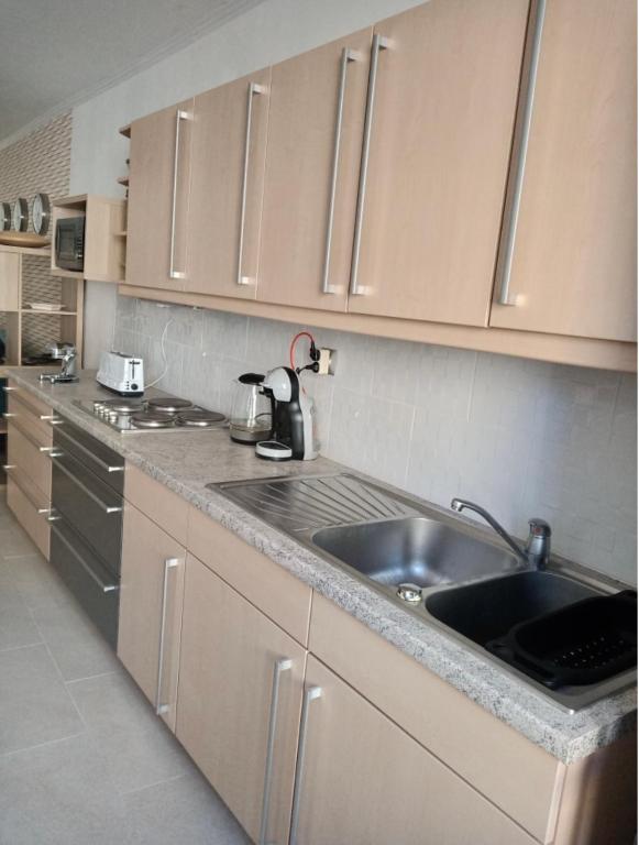 a kitchen with a sink and a stove at Au P’Tit Cosy in Bazincourt-sur-Saulx