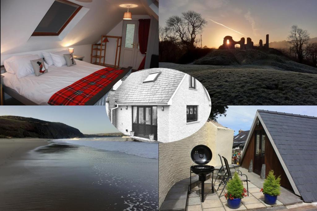 a collage of pictures of a house and a bedroom at The Lodge in Newcastle Emlyn