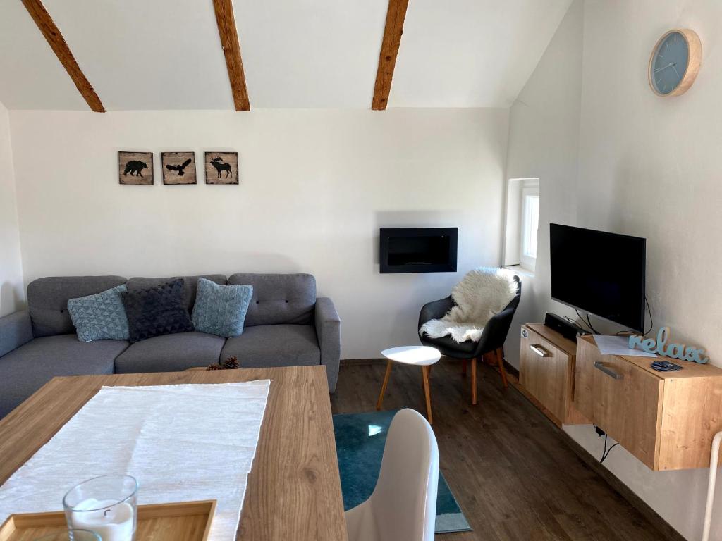 TV a/nebo společenská místnost v ubytování Apartmán Mladé Buky