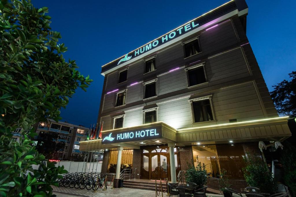 a hotel with a sign that reads hilton hotel at HUMO hotel in Tashkent