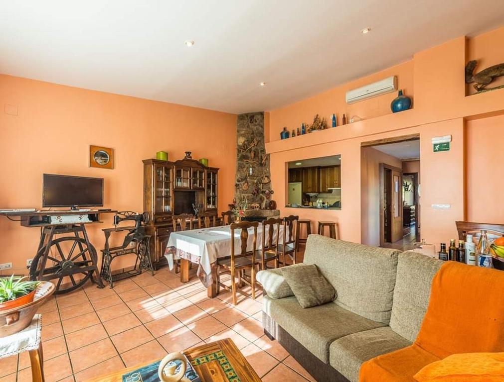 Televízia a/alebo spoločenská miestnosť v ubytovaní Apartamentos & Casa Rural Boada con Jardin Interior y Barbacoa