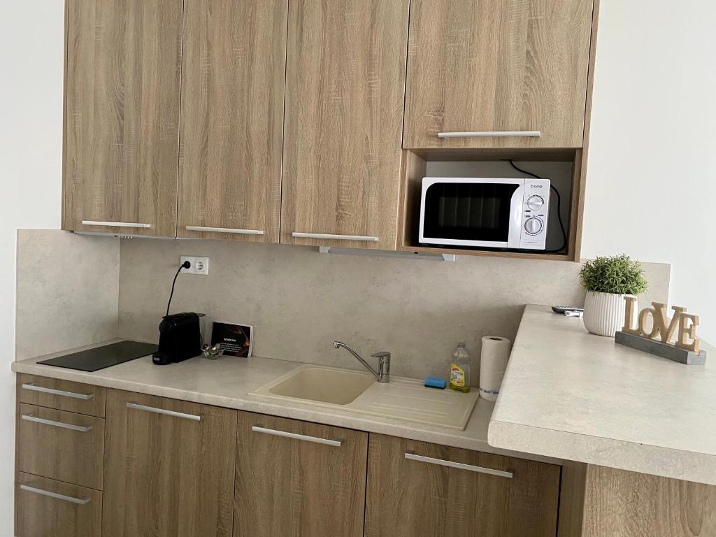 Kuchyň nebo kuchyňský kout v ubytování Hatvan Central Apartment