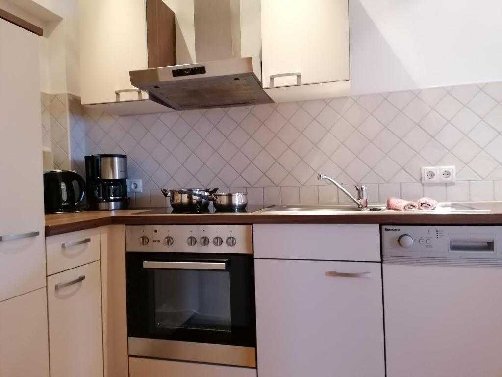 Kuchyň nebo kuchyňský kout v ubytování Bifeis Hütte