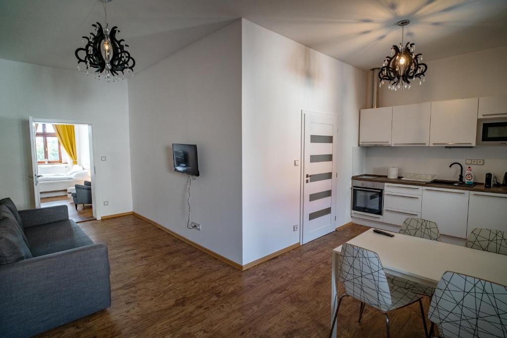 Virtuvė arba virtuvėlė apgyvendinimo įstaigoje Apartmany Pisek