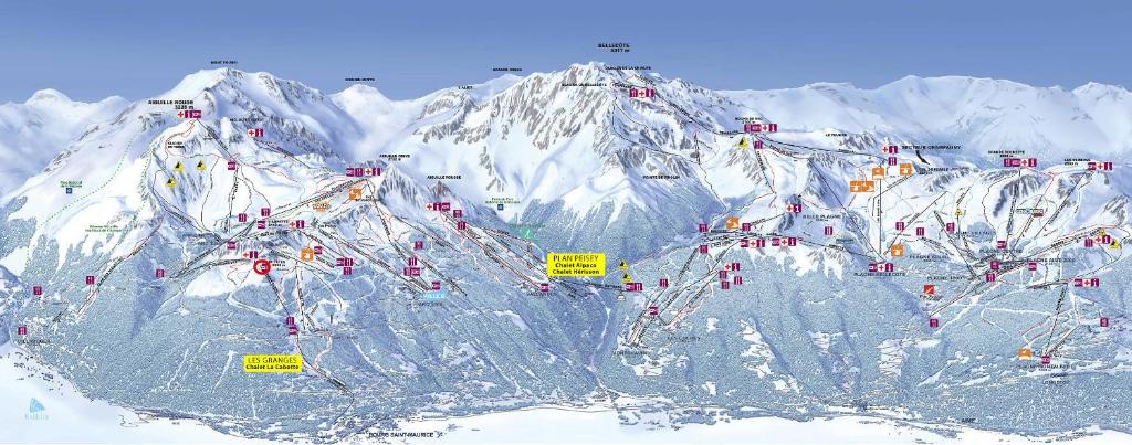 a snow covered mountain with people skiing on it at Chalet ALPACA Peisey-Vallandry - Domaine Paradiski in Peisey-Nancroix