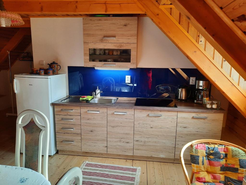 Kuchyň nebo kuchyňský kout v ubytování Novohradky - Oáza klidu na samotě u lesa